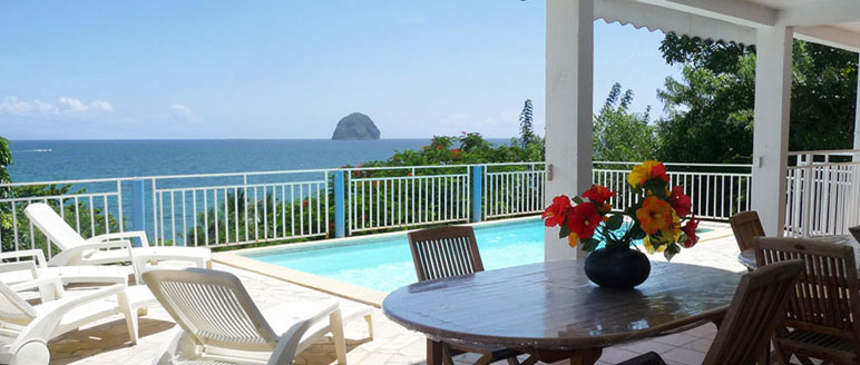 Villa avec piscine et vue mer, Le Diamant (Martinique) - 8 pers.