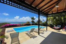 A louer villa 4 chambre 8 personnes piscine vue mer secteur Dampierre Le Gosier Guadeloupe - terrasse vue mer