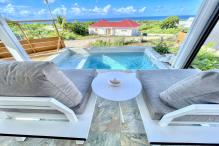 Location bungalow piscine Grand Bourg Marie Galante - Vue Mer 