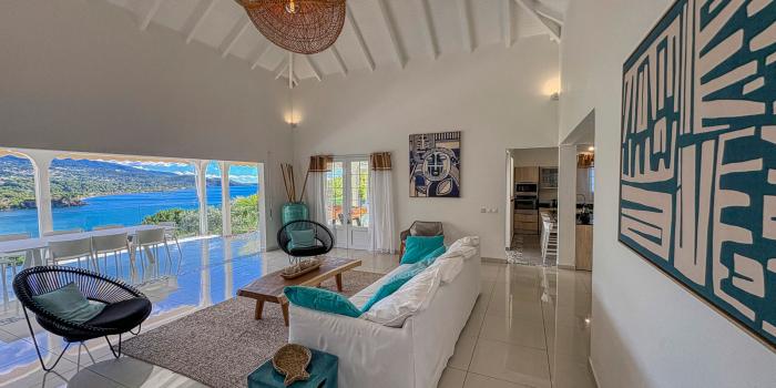 Location villa piscine Bouillante Guadeloupe_Vue plage de Malendure