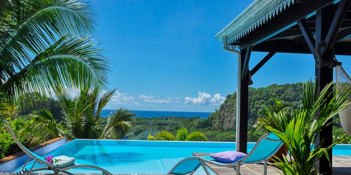 Location villa avec piscine et vue mer 3 chambres 6 personnes Gosier Guadeloupe