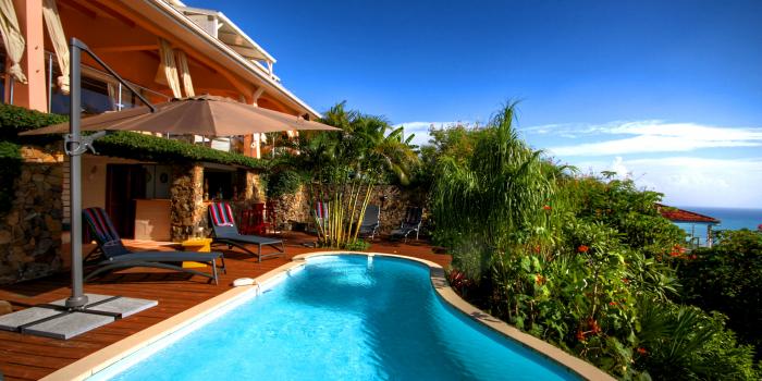 Location villa Martinique - Piscine et vue mer