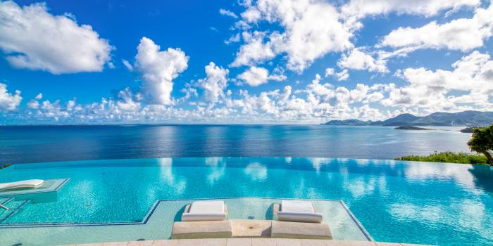 Villa luxe Saint Martin - Piscine à débordement et vue mer