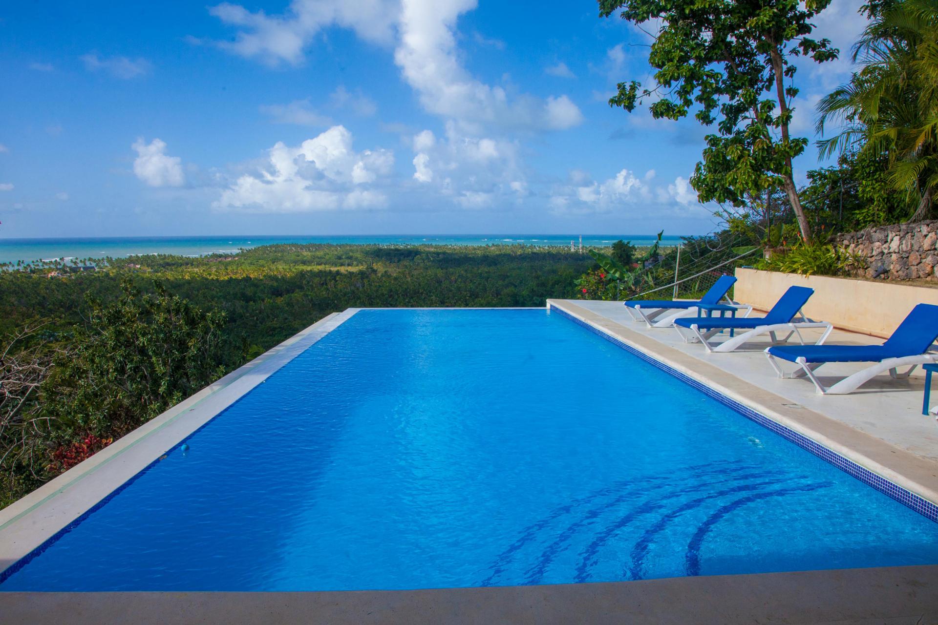 Location villa Las Terrenas - La piscine avec vue mer