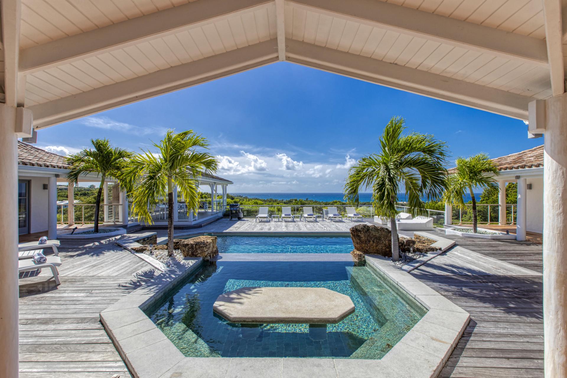 Location villa Saint Martin Les Terres Basses Hillside - Piscine - 5 chambres 10 personnes - Vue Mer - Jacuzzi