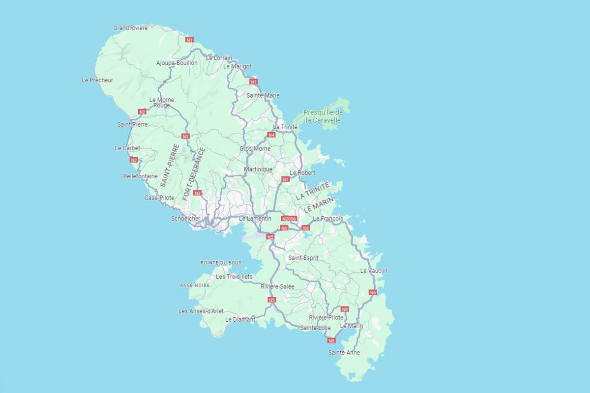 Martinique-Carte-Géographie-Route
