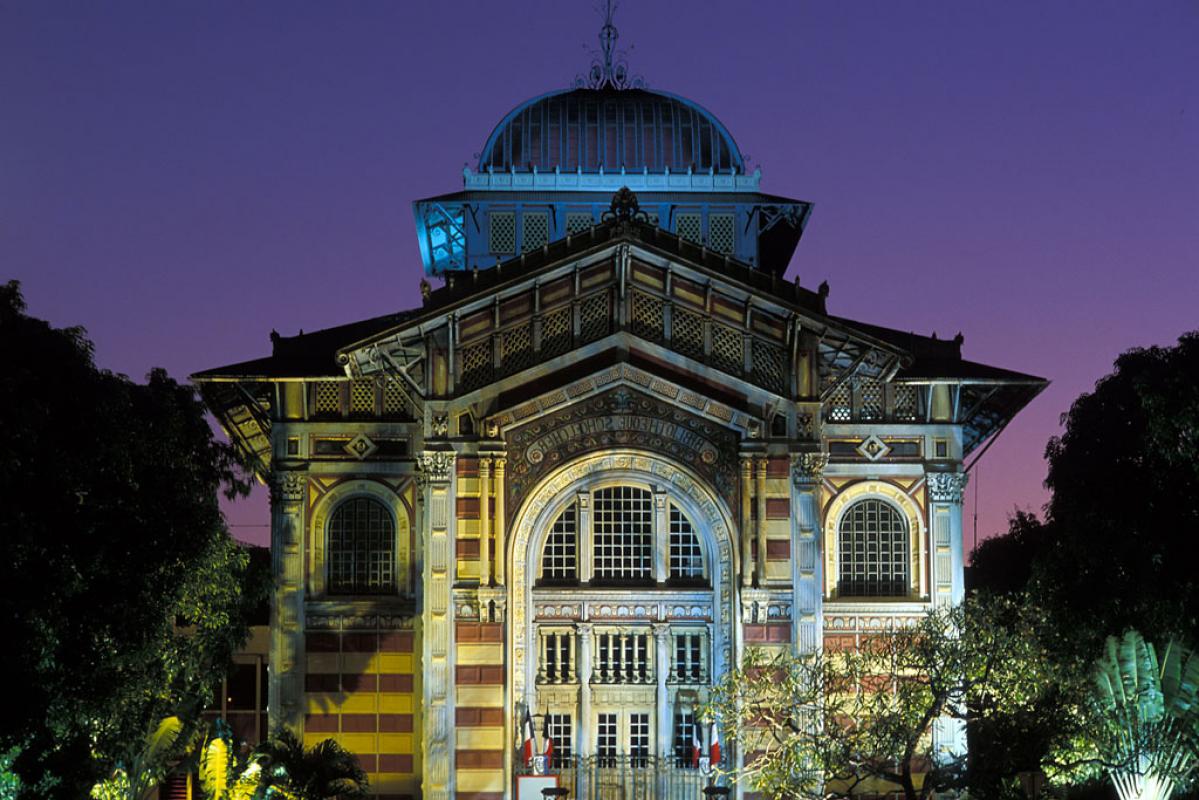 La Bibliothéque Schoelcher de Fort de France vue de nuit