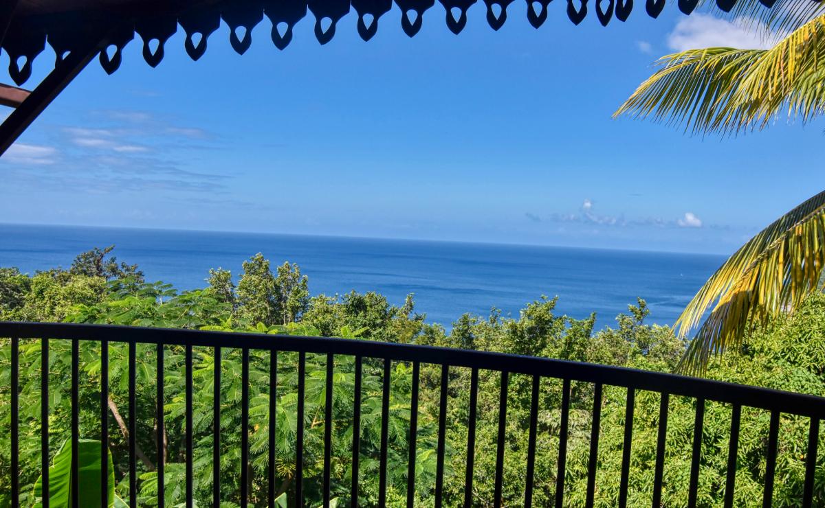 Location villa coluche pour 11 personnes avec vue mer dans jardin botanique deshaies guadeloupe