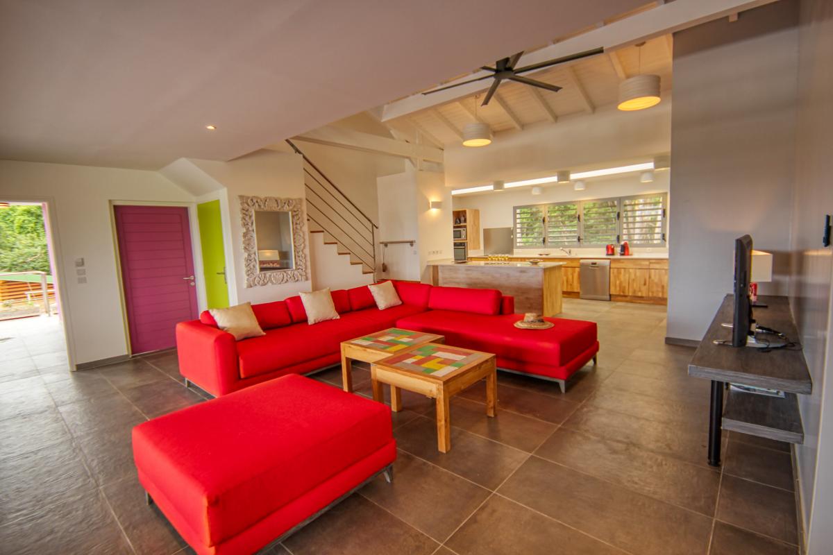 Villa for rent in Guadeloupe pool and sea view - Living room