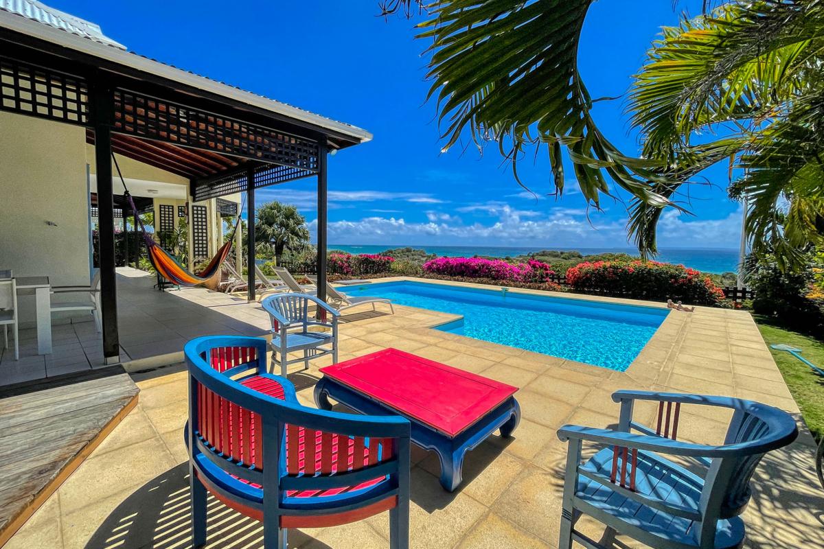 A louer villa 4 chambre 8 personnes piscine vue mer secteur Dampierre Le Gosier Guadeloupe - terrasse...