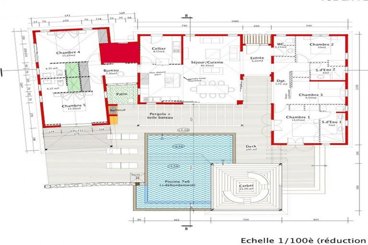 Villa à louer Sainte Anne Guadeloupe-Plan de la villa