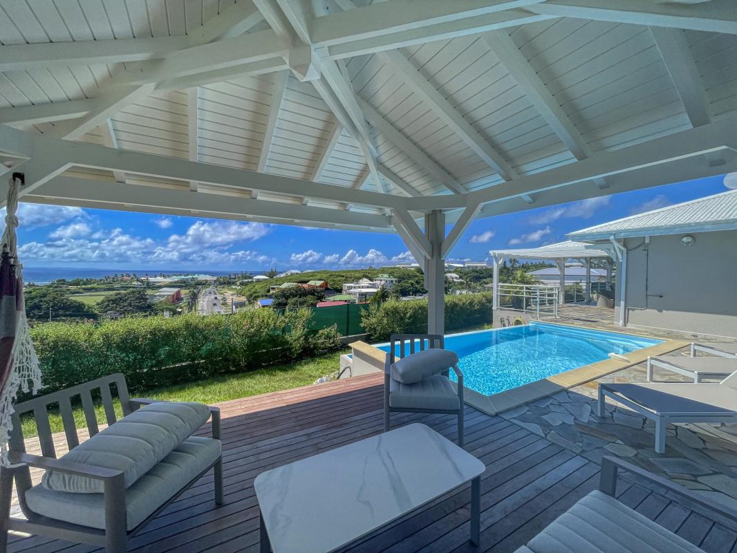 Location villa Topaze 2 chambres 4 personnes vue sur mer piscine à St François en Guadeloupe - carbet vue mer