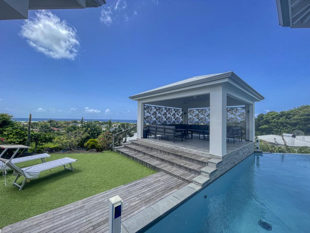 Location villa 14 personnes Saint François Guadeloupe-piscine vue mer-carbet