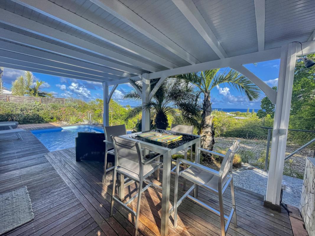 Location villa Guadeloupe Saint François - villa 1 chambre 2 adultes et 1 enfant - piscine et vue mer