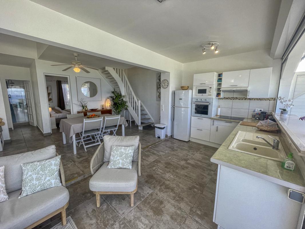 Location Duplex 4 personnes vue mer Saint François Guadeloupe_pièce à vivre