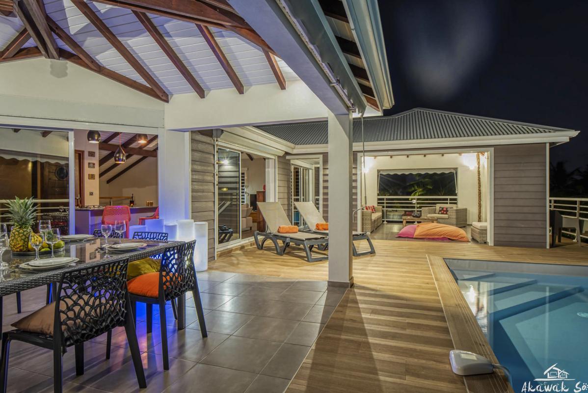 A louer villa 3 chambres Saint François Guadeloupe_ Terrasse Nuit