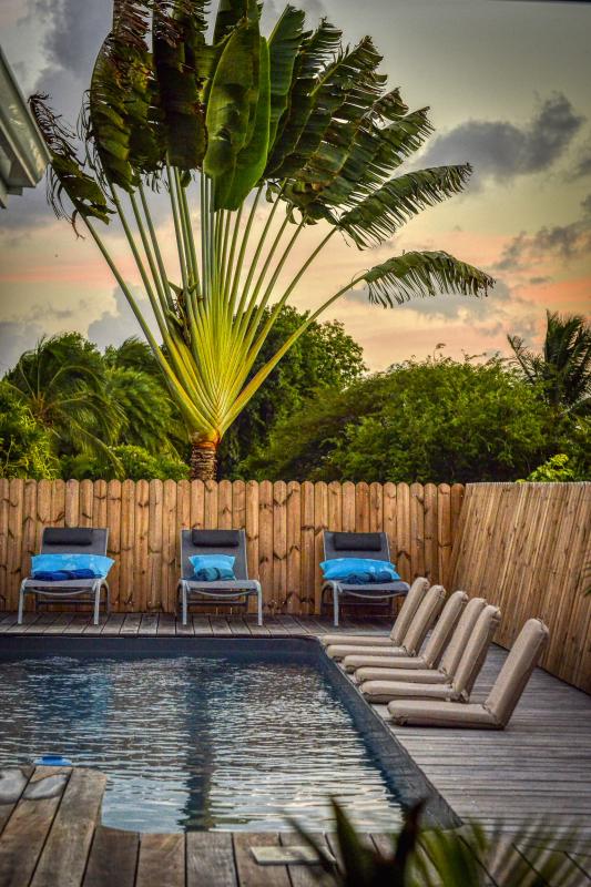 Location villa piscine Saint François Guadeloupe_de nuit