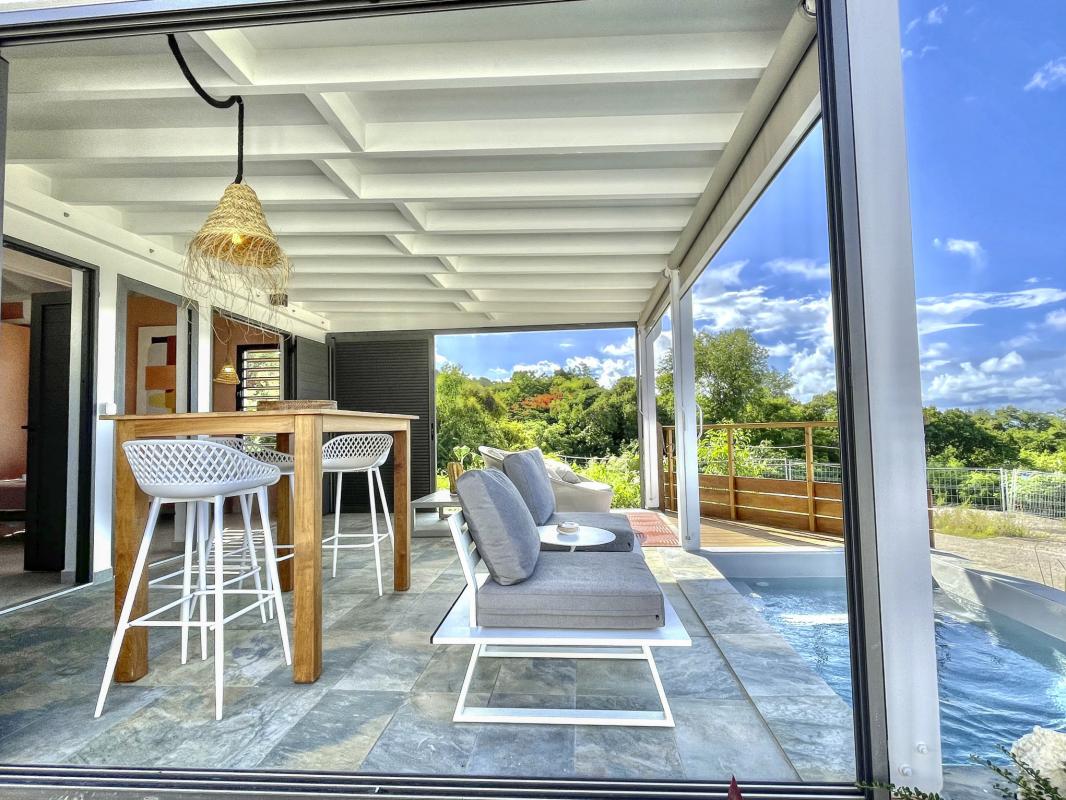 Location bungalow piscine Grand Bourg Marie Galante - Terrasse 