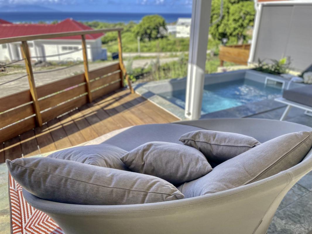 Location bungalow piscine Grand Bourg Marie Galante - Terrasse 