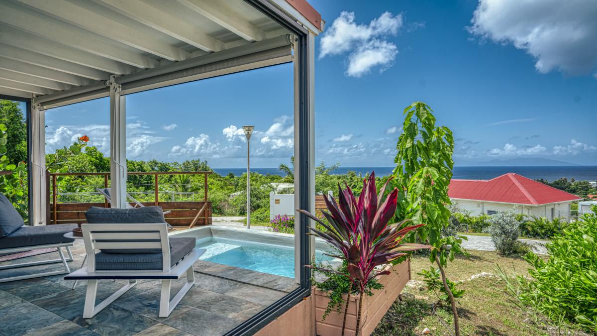 Location bungalow piscine Grand Bourg Marie Galante - Terrasse 