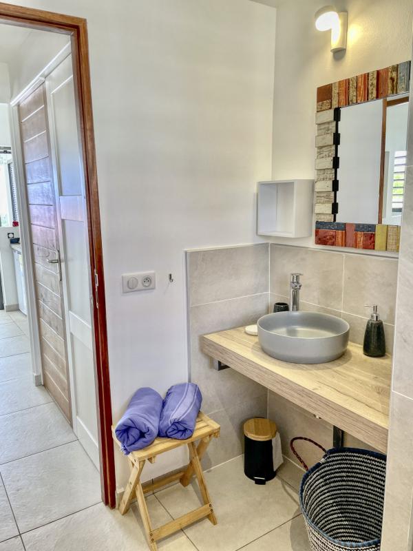 Location bungalow piscine Grand Bourg Marie Galante_ Salle d'eau