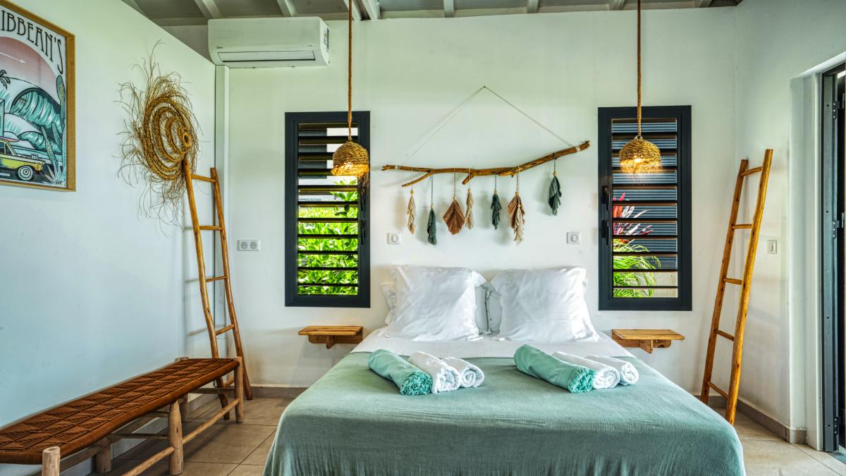 Location bungalow piscine Grand Bourg Marie Galante_ Chambre