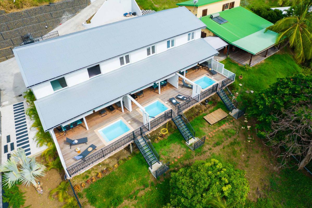 location de villa Martinique vue mer et piscine vue aerienne