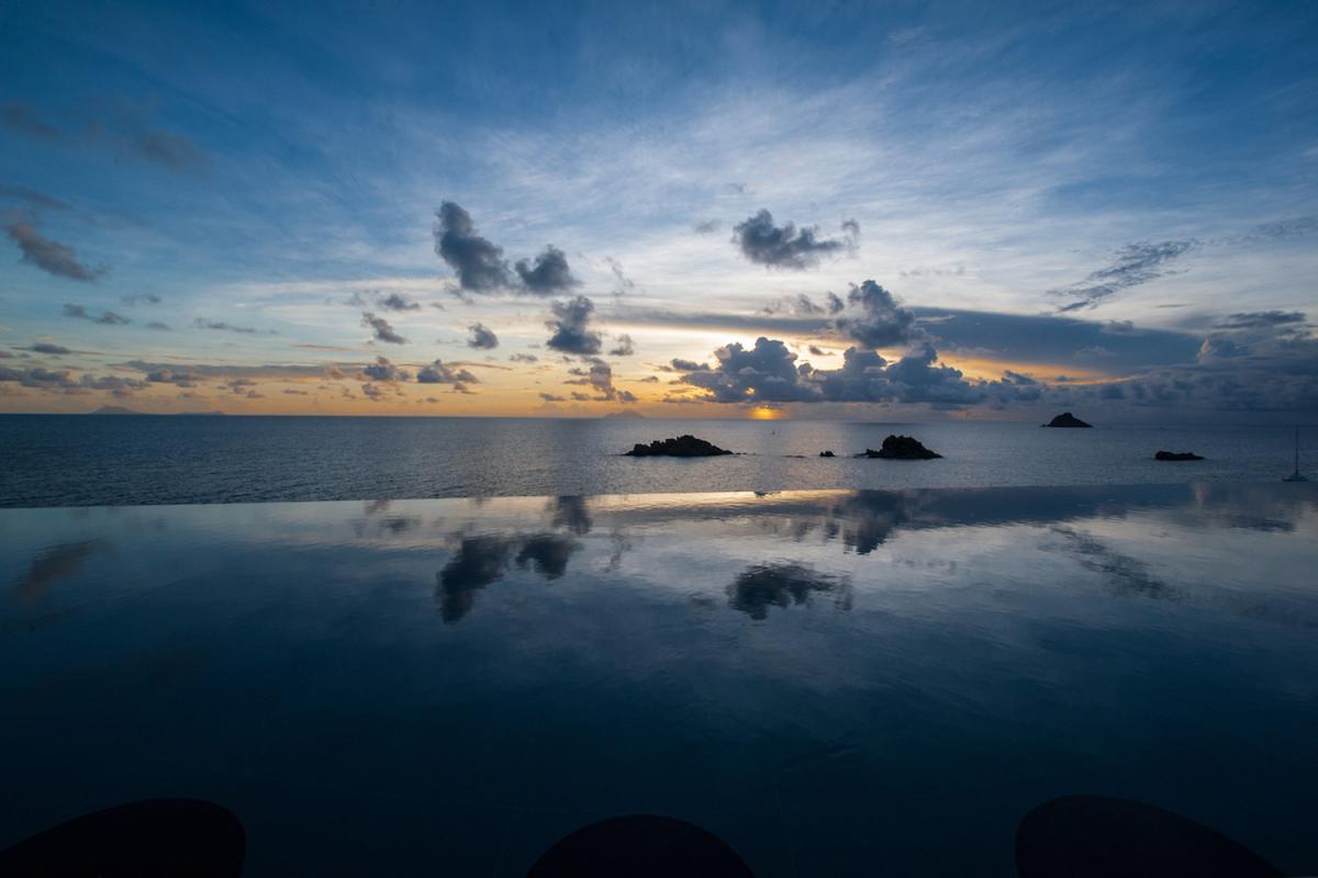 Location villa Gustavia - La vue au coucher du soleil